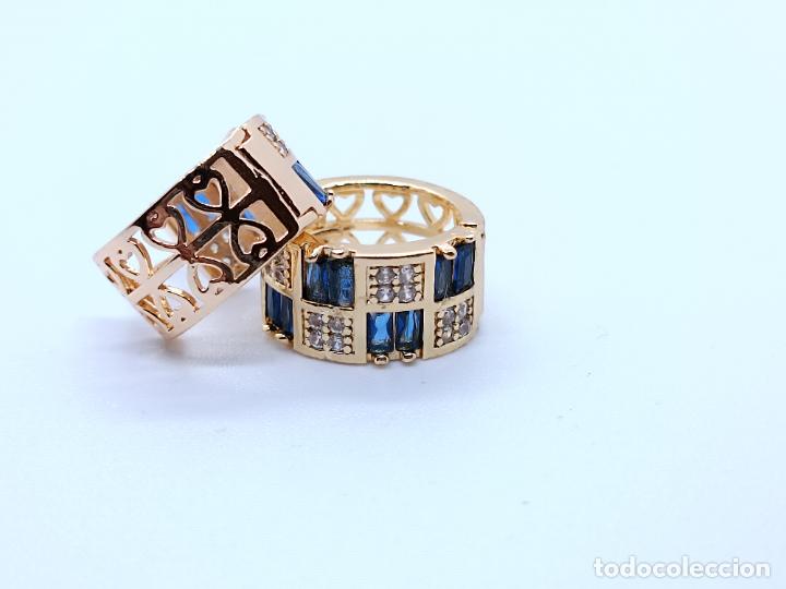 Joyeria: Pendientes en oro de 14k en forma de aro con zafiros creados - Foto 5