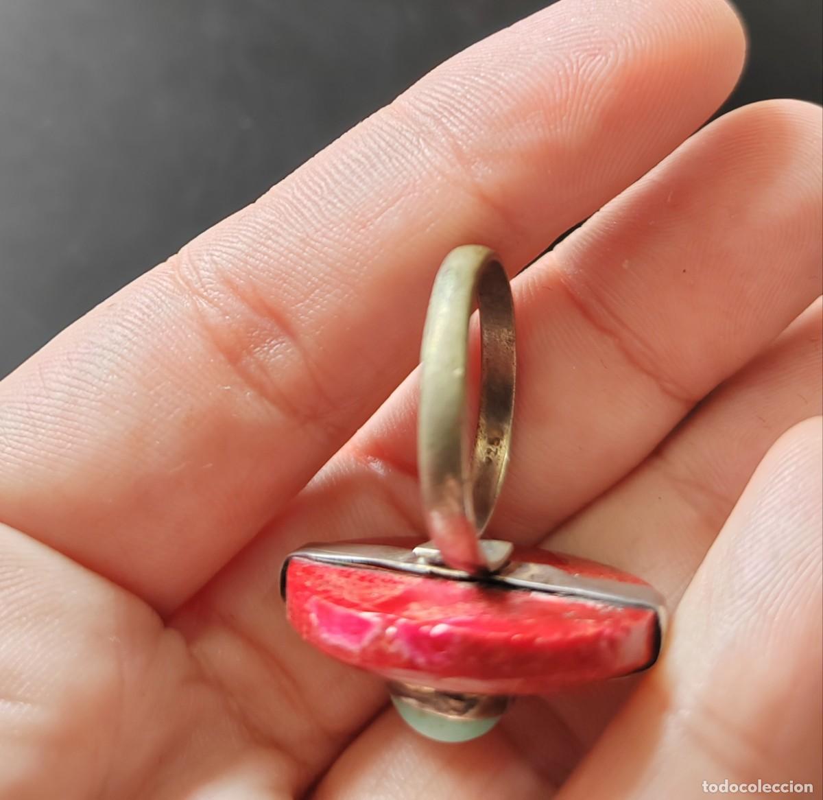 Joyeria: Anillo en Plata de Ley, Coral Esponja y Turquesa - Foto 5
