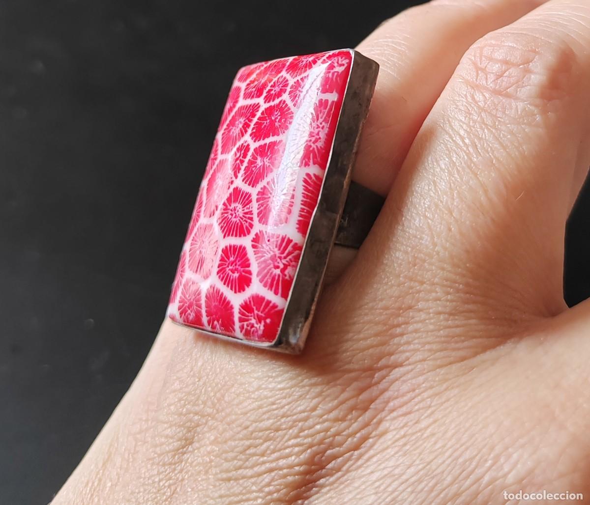 Joyeria: Gran anillo en Plata de Ley y Coral Esponja - Foto 3