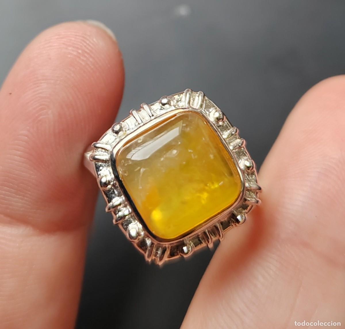 Joyeria: Anillo Plata de Ley y &Aacute;gata Lechosa Amarilla - Foto 1