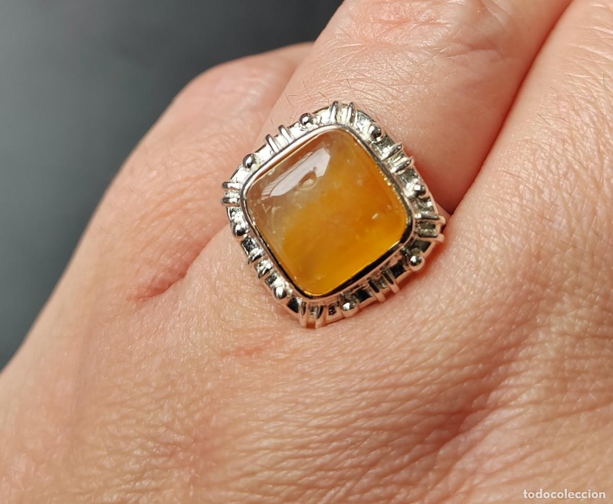 Joyeria: Anillo Plata de Ley y &Aacute;gata Lechosa Amarilla - Foto 2