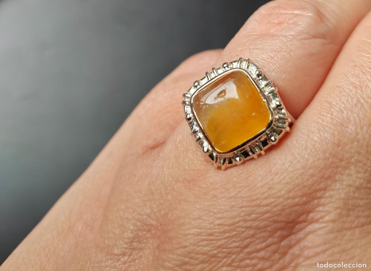 Joyeria: Anillo Plata de Ley y &Aacute;gata Lechosa Amarilla - Foto 3