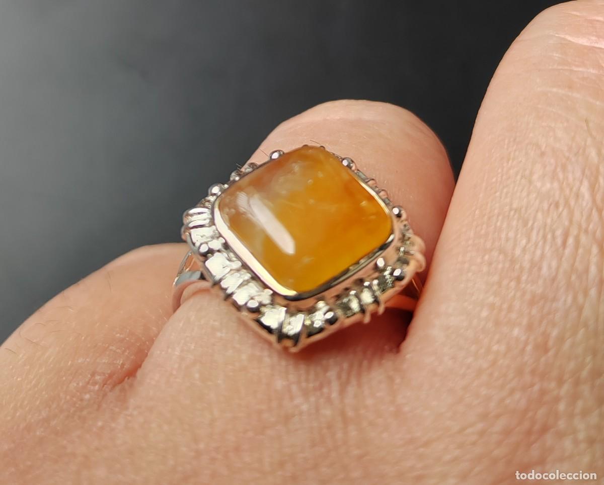 Joyeria: Anillo Plata de Ley y &Aacute;gata Lechosa Amarilla - Foto 4