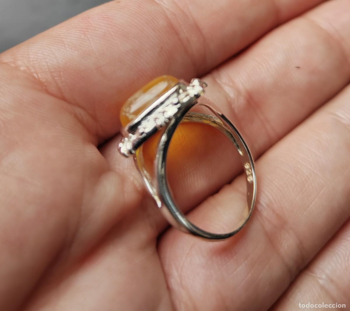 Joyeria: Anillo Plata de Ley y &Aacute;gata Lechosa Amarilla - Foto 5