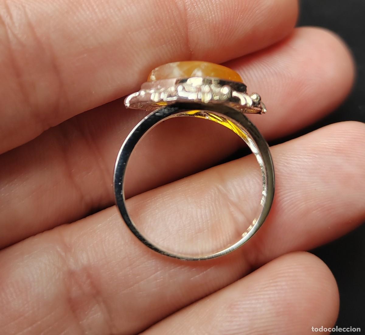 Joyeria: Anillo Plata de Ley y &Aacute;gata Lechosa Amarilla - Foto 6