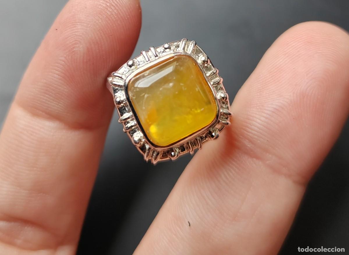 Joyeria: Anillo Plata de Ley y &Aacute;gata Lechosa Amarilla - Foto 7