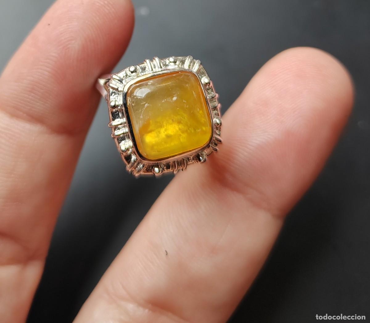 Joyeria: Anillo Plata de Ley y &Aacute;gata Lechosa Amarilla - Foto 8