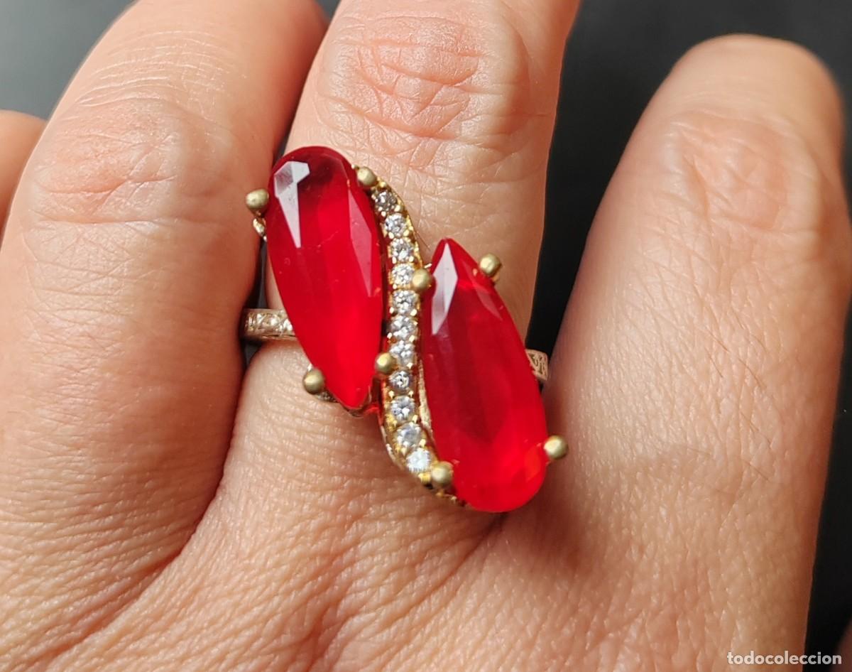 Joyeria: Anillo en Plata de Ley 925, Circonitas y Rub&iacute;es - Foto 2