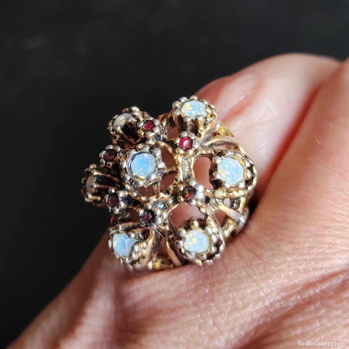 Joyeria: Anillo antiguo &Oacute;palos y Granates S. XIX - Foto 1