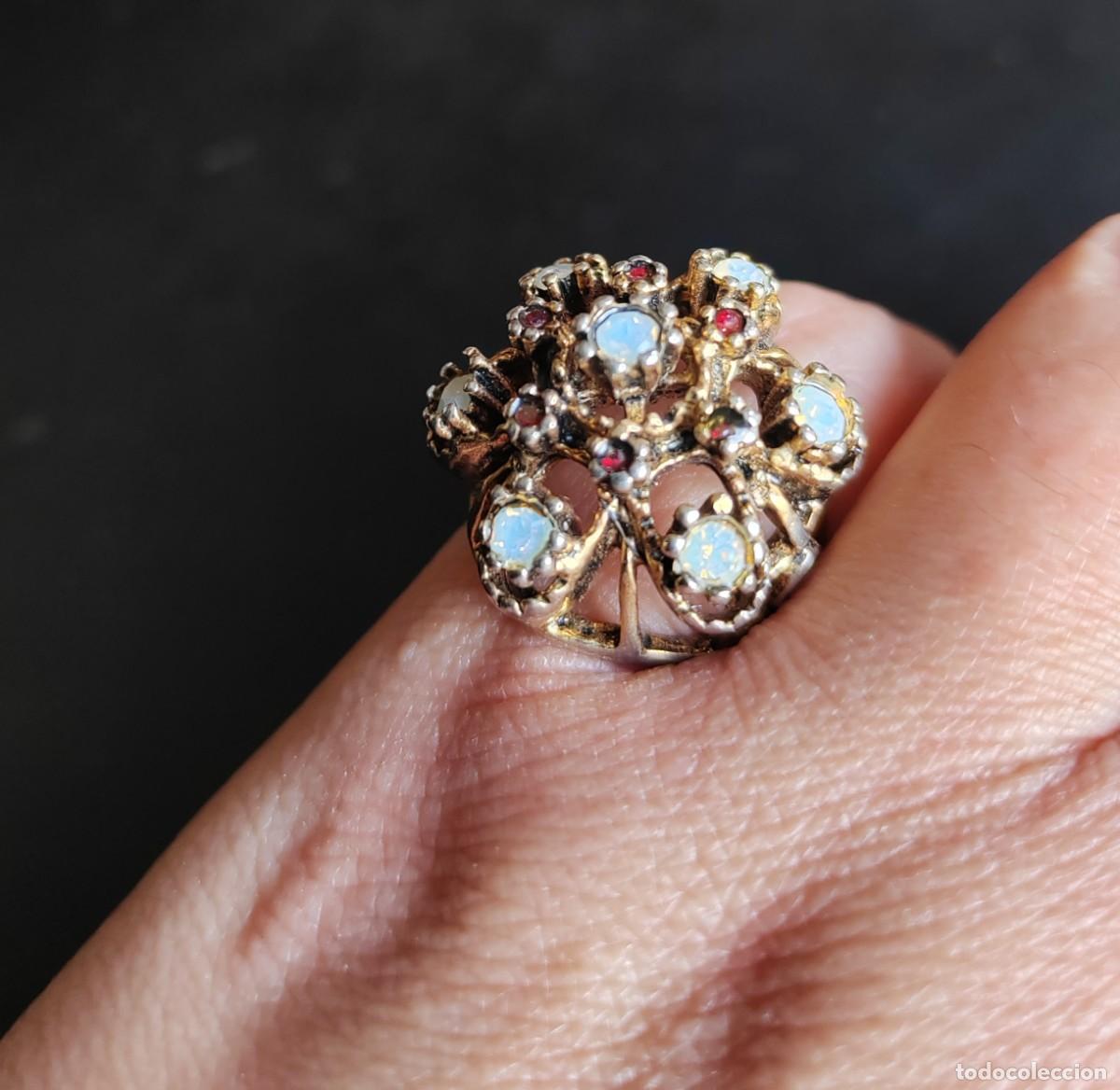 Joyeria: Anillo antiguo &Oacute;palos y Granates S. XIX - Foto 2