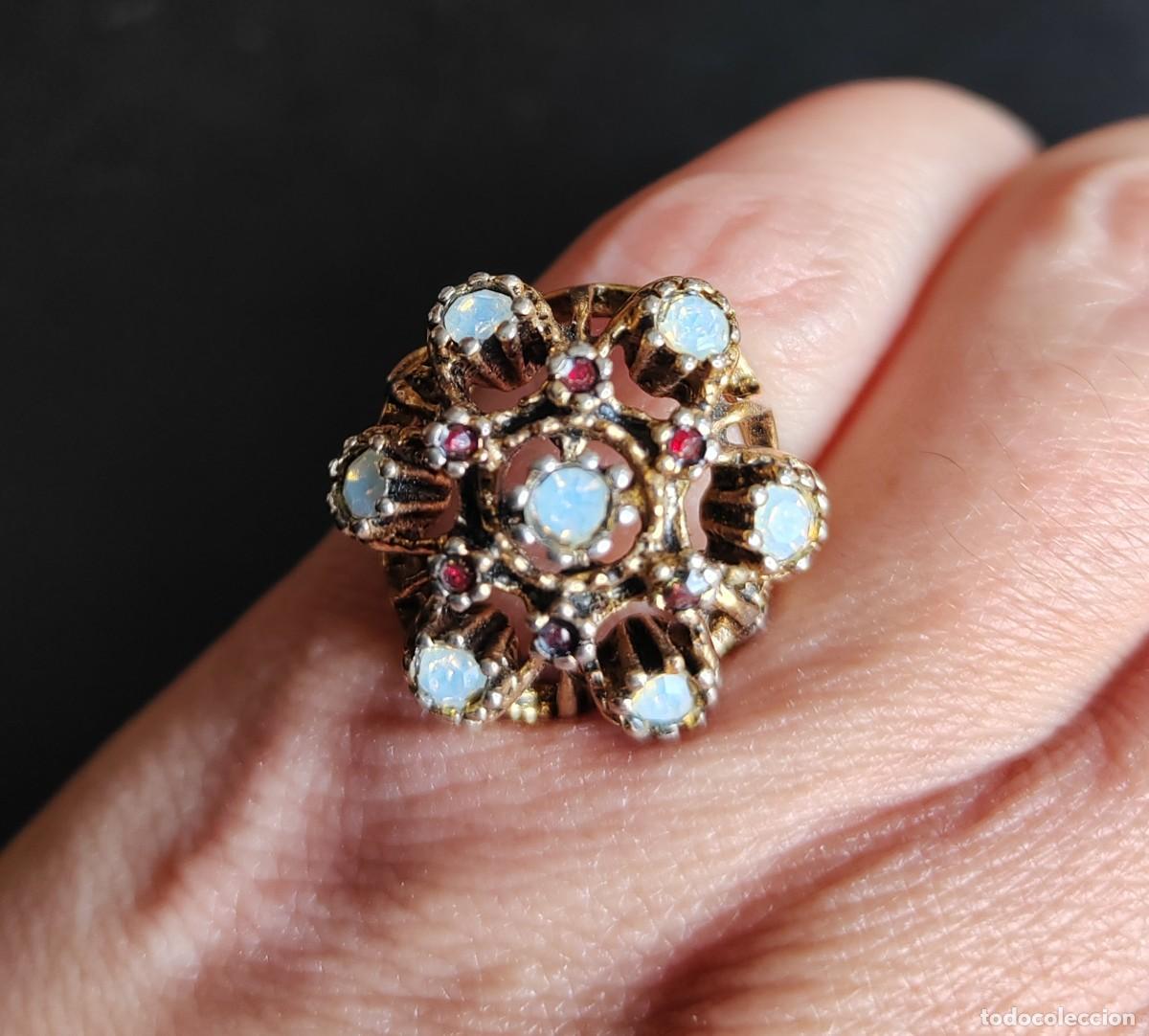 Joyeria: Anillo antiguo &Oacute;palos y Granates S. XIX - Foto 4