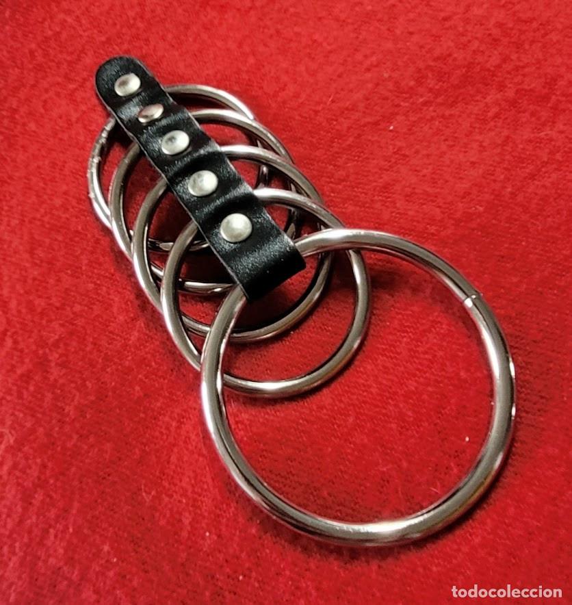 Joalharia: Anillo tubo De 5 Anillos Met&aacute;licos Con Tira De Cuero