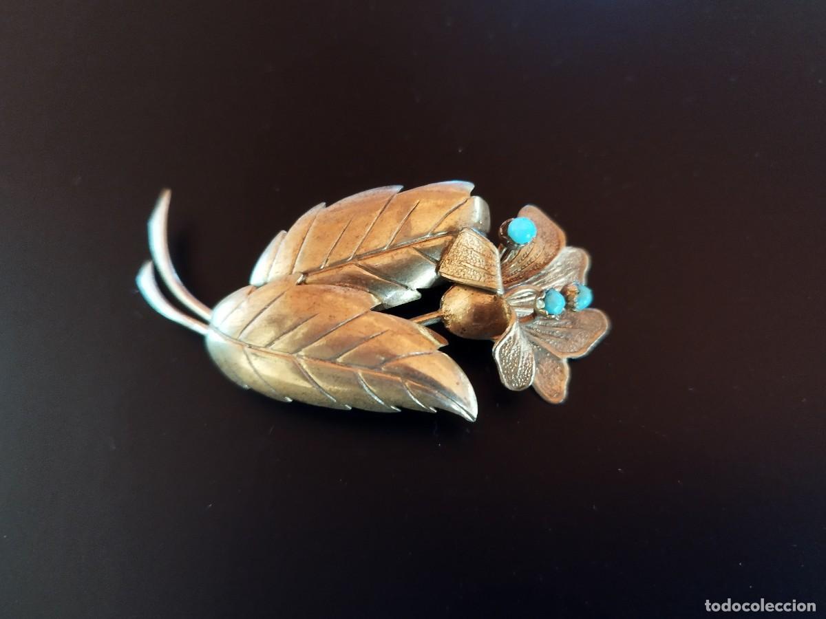 Joyeria: BROCHE EN FORMA DE FLOR CON PIEDRAS TURQUESAS - Foto 1