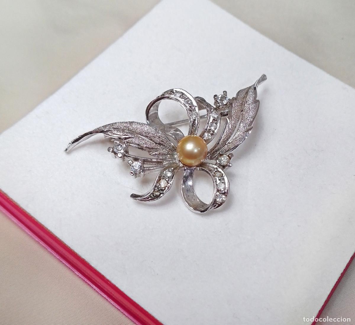 Joyeria: Antiguo broche de plata con perla y circonitas - Foto 2
