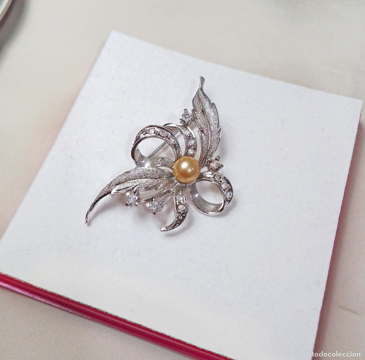 Joyeria: Antiguo broche de plata con perla y circonitas - Foto 4