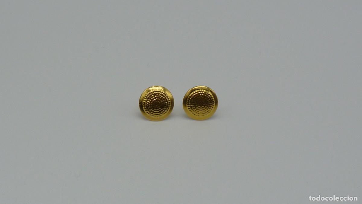 Joyeria: PENDIENTES BOT&Oacute;N MALLORQU&Iacute;N EN ORO DE 18 KTLS Ca.1900. - Foto 7