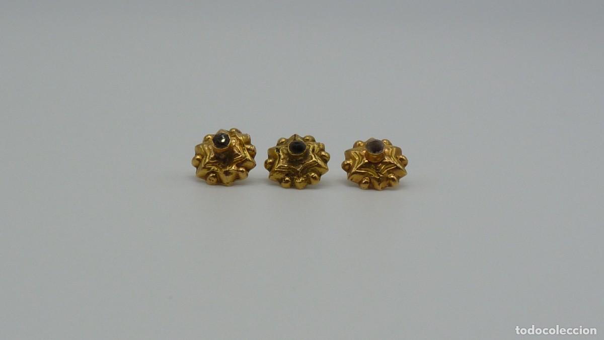 Joyeria: 3 BOTONES MALLORQUINES EN ORO DE 18 KTLS Ca.1900 . - Foto 5