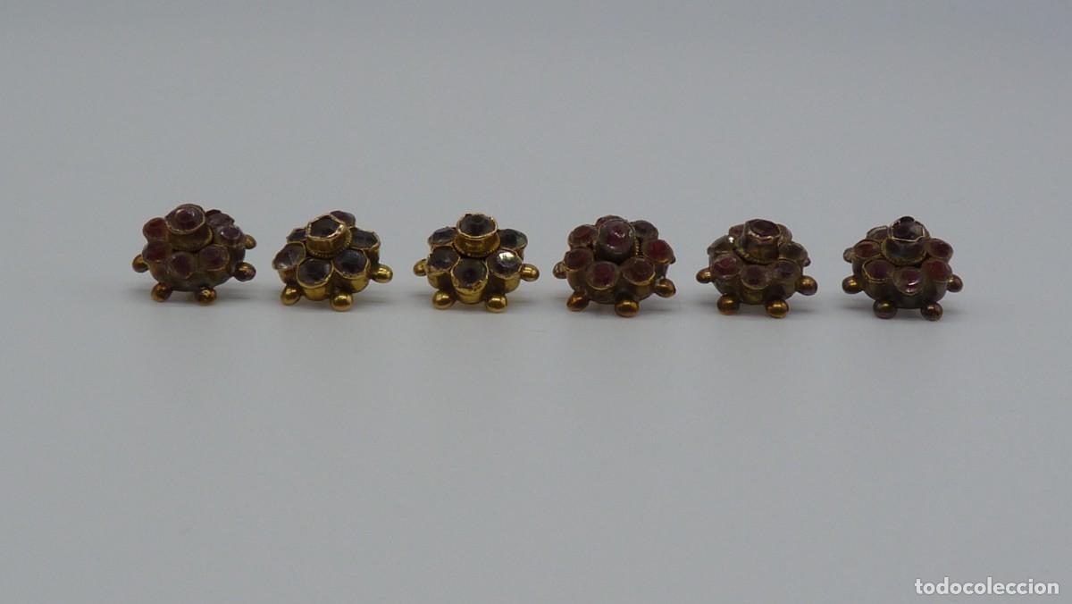 Joyeria: 6 BOTONES MALLORQUINES EN ORO DE 18 KTLS Ca.1900 . - Foto 5