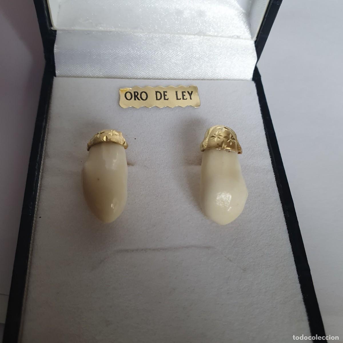Joyeria: pendientes oro con dientes de ciervo - Foto 1