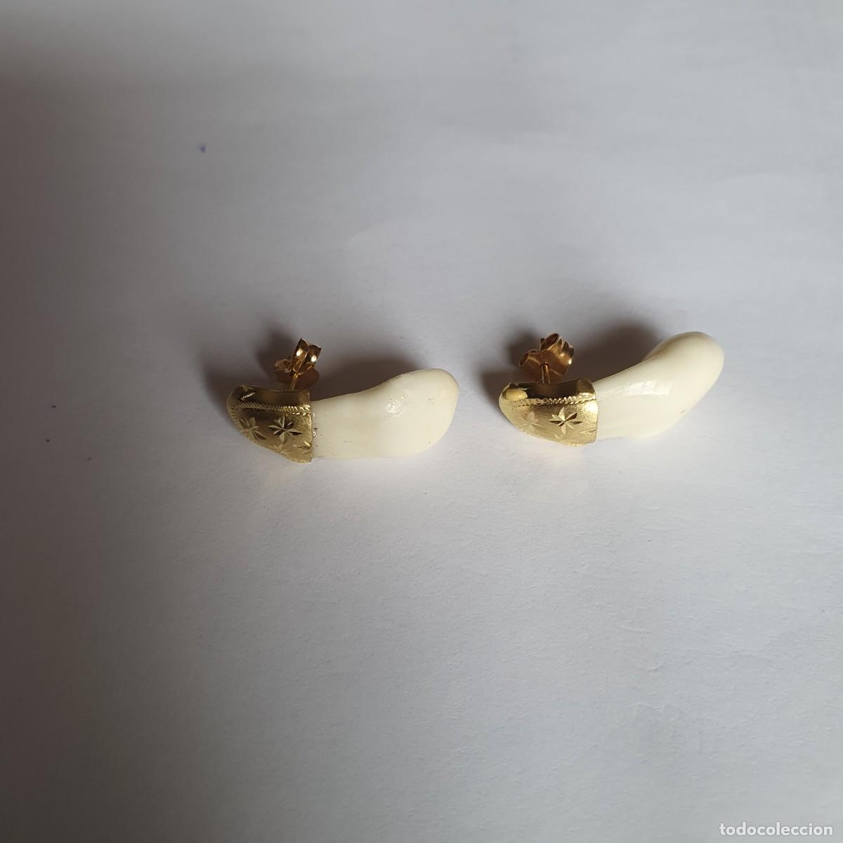 Joyeria: pendientes oro con dientes de ciervo - Foto 3