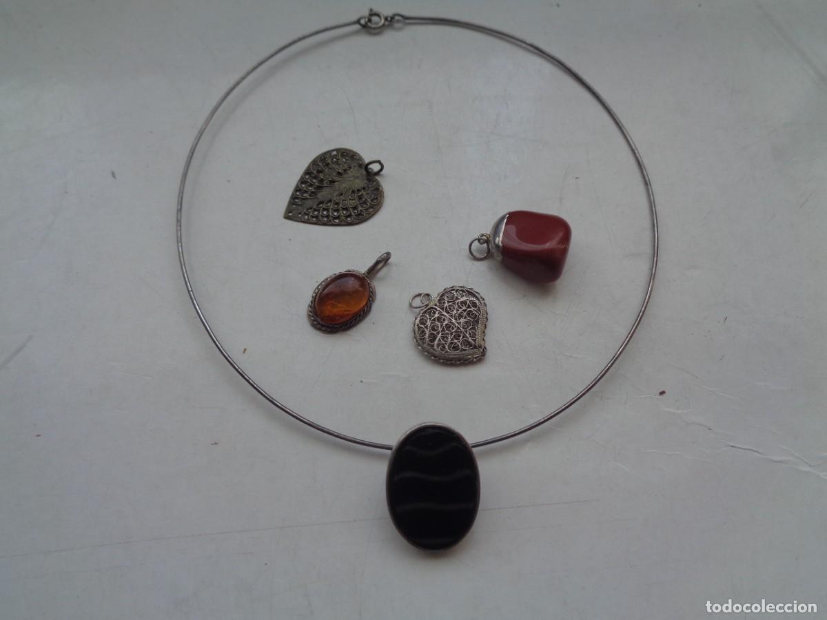 Joyeria: LOTE DE GARGANTILLA DE PLATA CON 5 COLGANTES - Foto 3