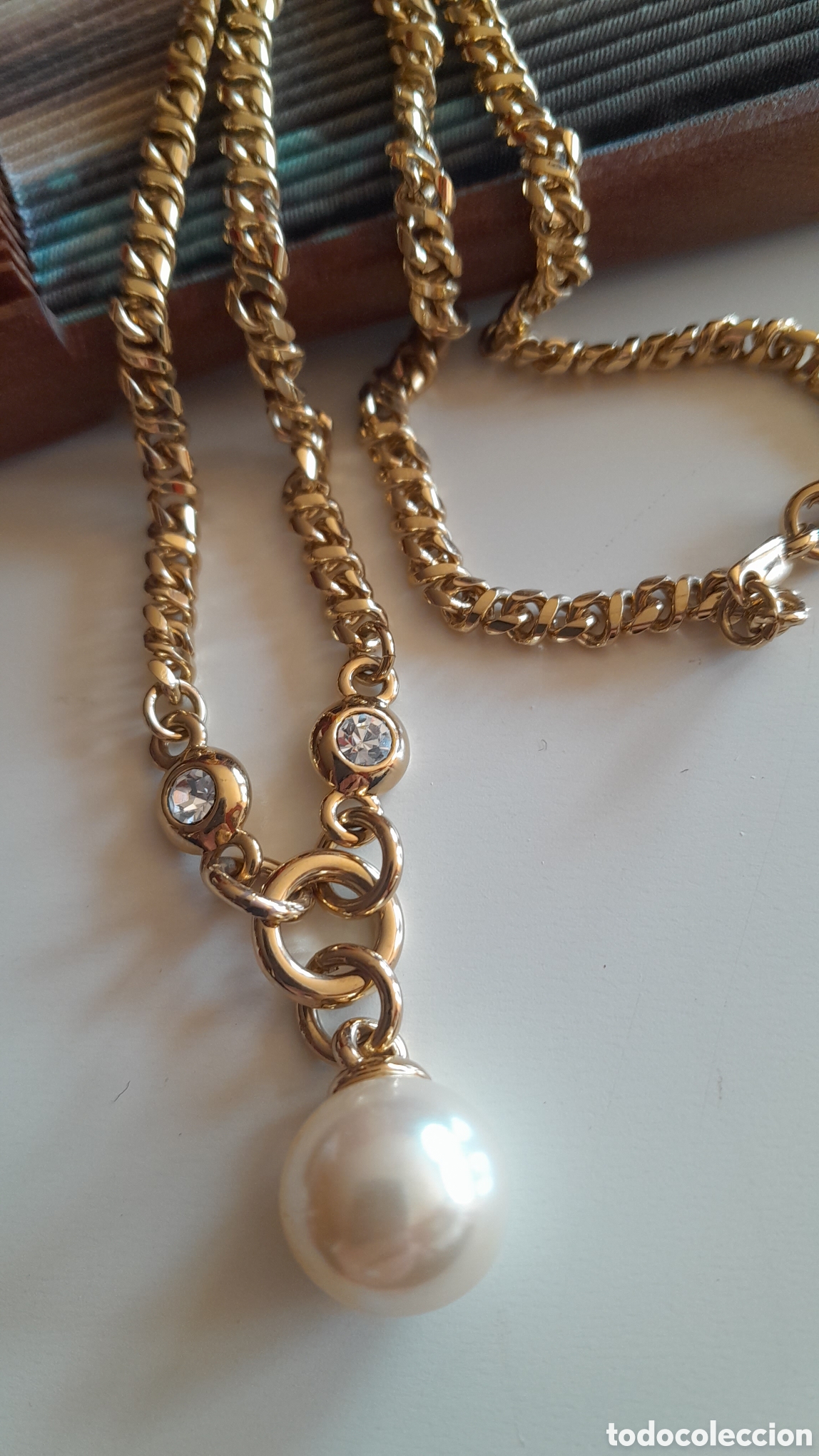 Joyeria: GARGANTILLA CHAPADA EN ORO CON CRISTAL Y PERLA IRISADA DE MALLORCA - Foto 7