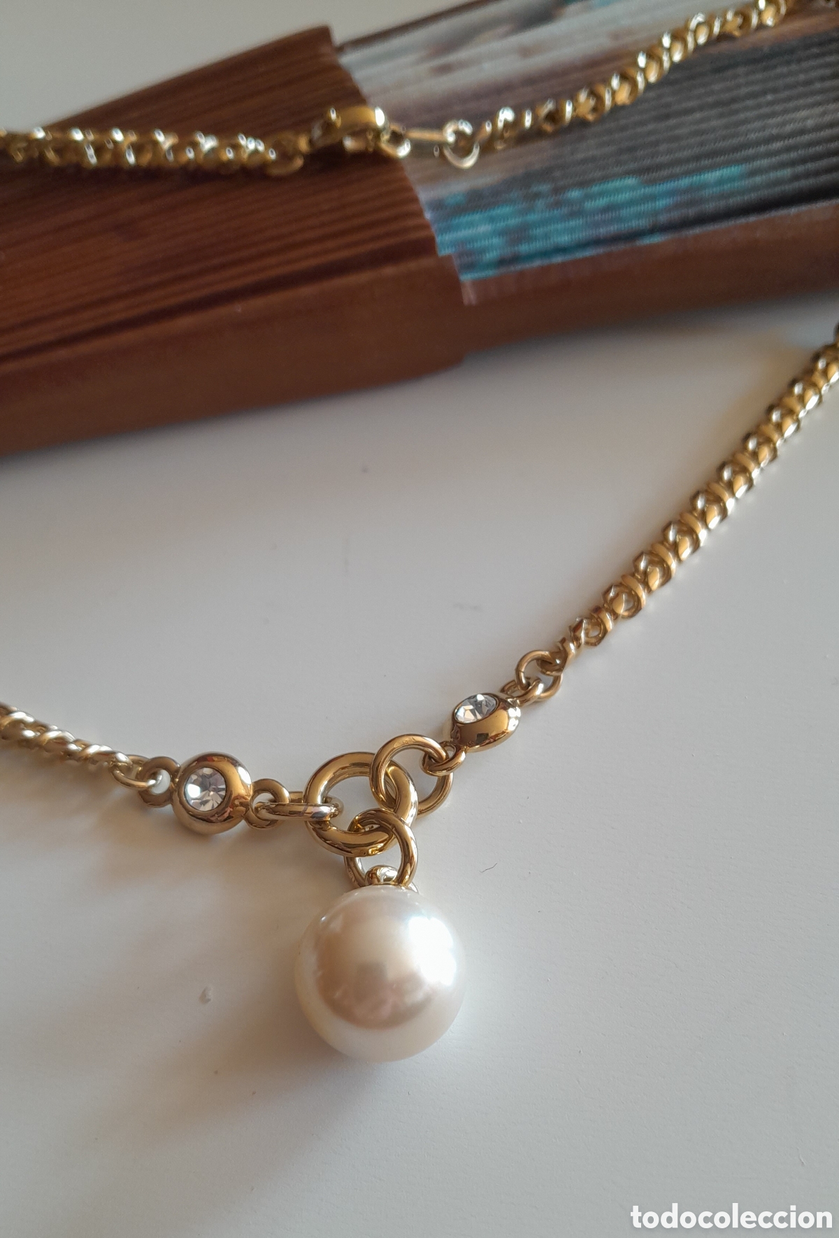 Joyeria: GARGANTILLA CHAPADA EN ORO CON CRISTAL Y PERLA IRISADA DE MALLORCA - Foto 8