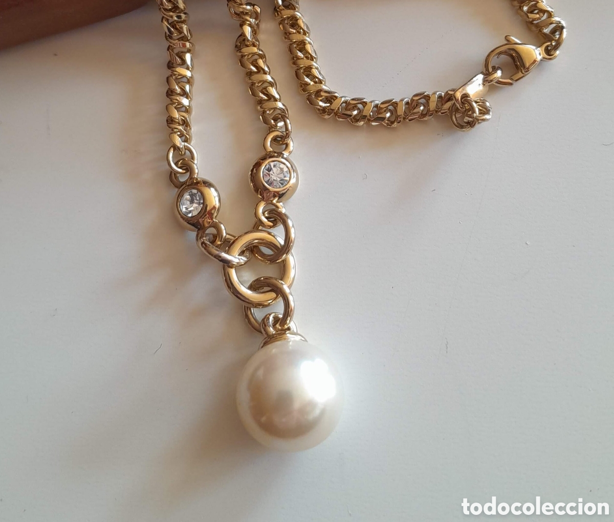 Joyeria: GARGANTILLA CHAPADA EN ORO CON CRISTAL Y PERLA IRISADA DE MALLORCA - Foto 9