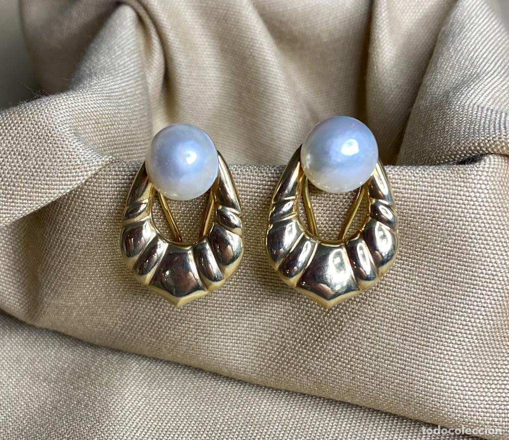 Joyeria: Pendientes, oro amarillo 18k y perla Mabe - Foto 1