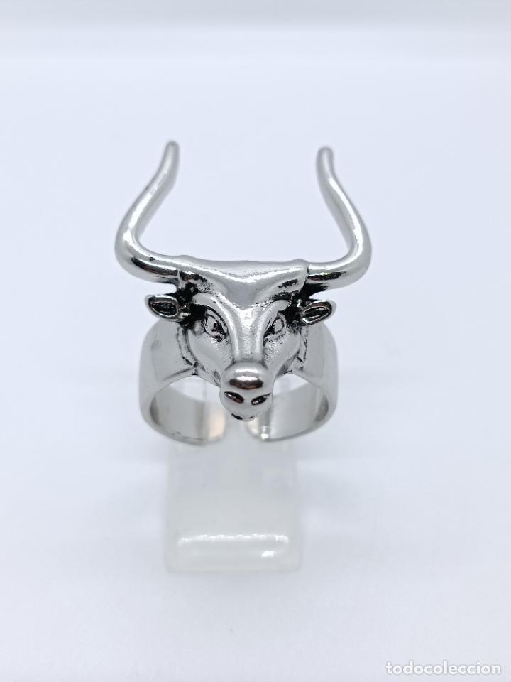 Joyeria: Original anillo con forma de cabeza de toro con di&aacute;metro interno ajustable - Foto 2