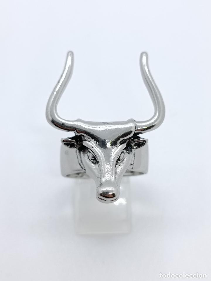 Joyeria: Original anillo con forma de cabeza de toro con di&aacute;metro interno ajustable - Foto 3