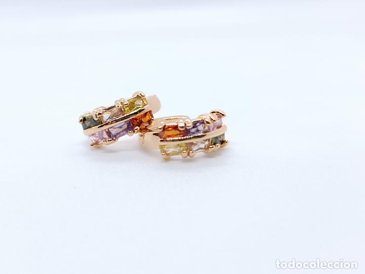 Joyeria: Preciosos pendientes en oro 14k con piedras multicolor engastadas - Foto 2