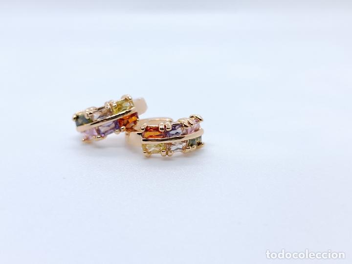 Joyeria: Preciosos pendientes en oro 14k con piedras multicolor engastadas - Foto 4