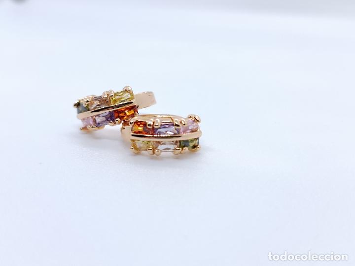 Joyeria: Preciosos pendientes en oro 14k con piedras multicolor engastadas - Foto 5