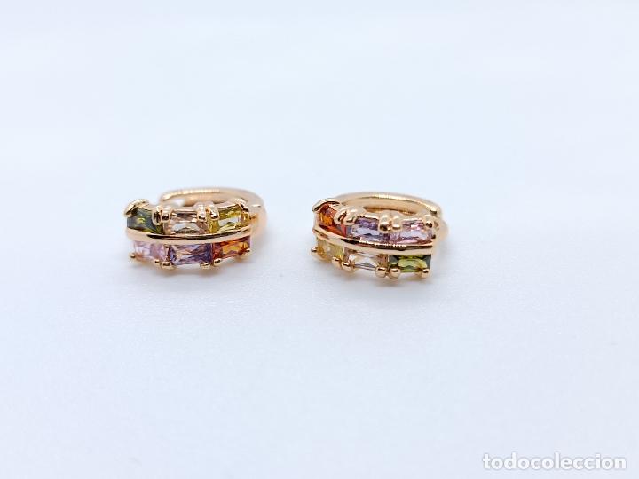 Joyeria: Preciosos pendientes en oro 14k con piedras multicolor engastadas - Foto 6