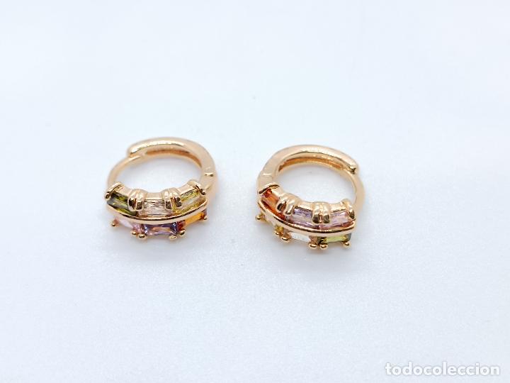 Joyeria: Preciosos pendientes en oro 14k con piedras multicolor engastadas - Foto 7