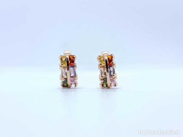 Joyeria: Preciosos pendientes en oro 14k con piedras multicolor engastadas - Foto 1