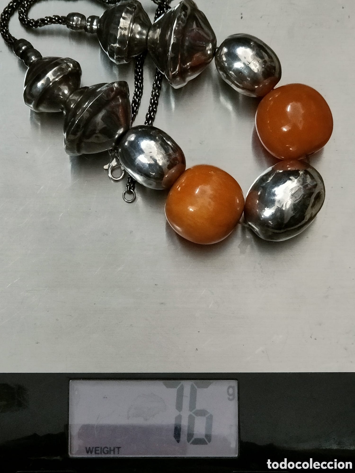 Joyeria: Antiguo collar de plata de ley y baquelita? - Foto 1