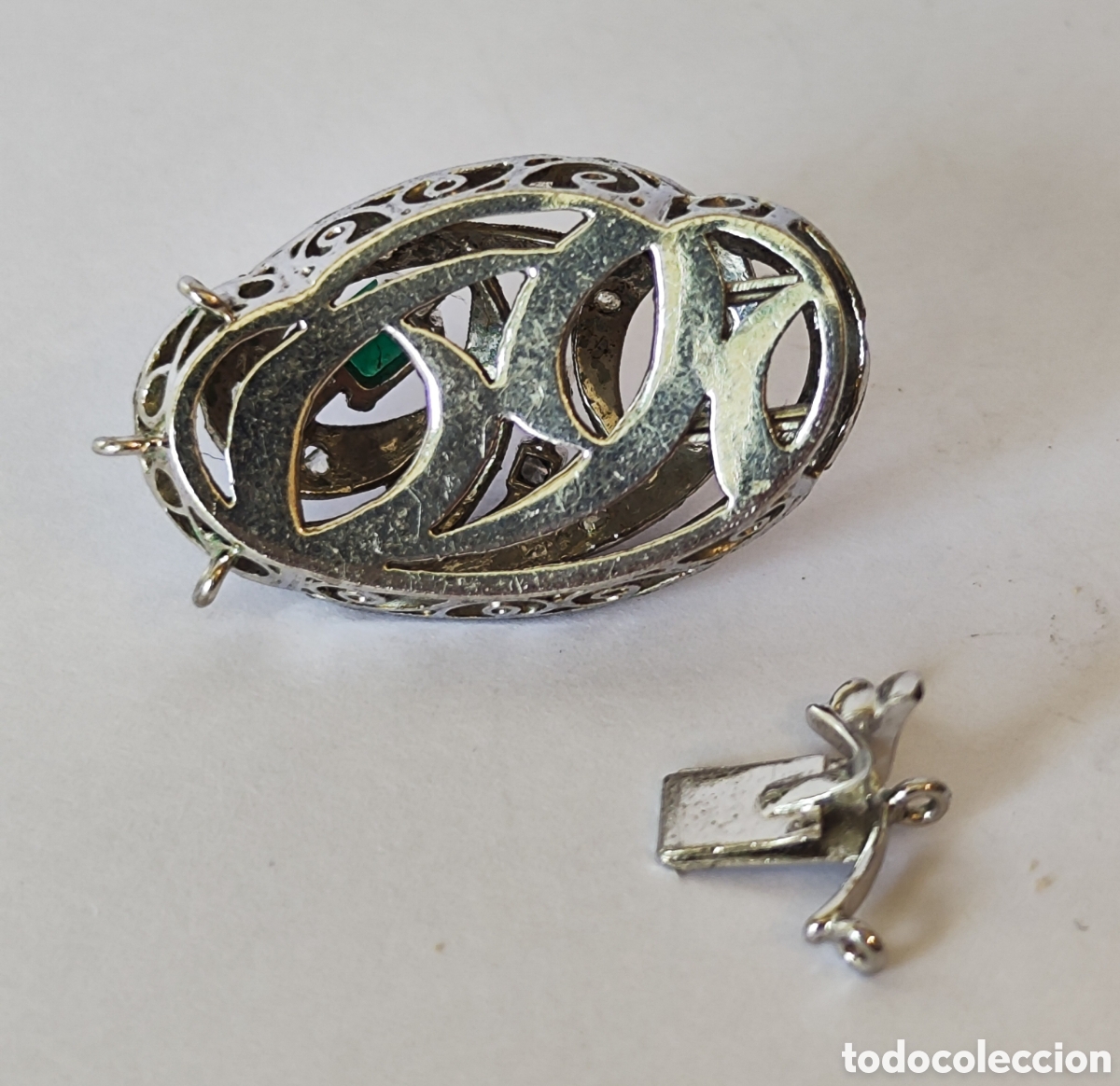 Joyeria: Cierre collar art deco en platino y esmeralda. - Foto 11
