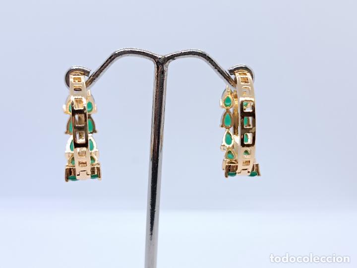 Joyeria: Magn&iacute;ficos pendientes en oro con esmeraldas - Foto 4