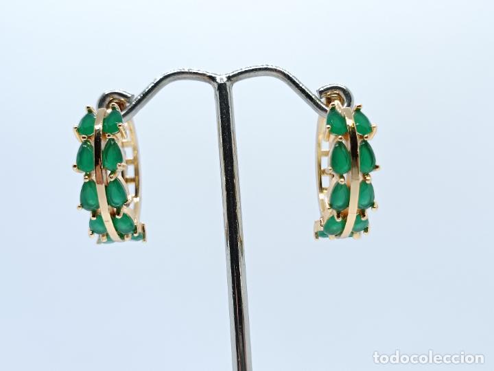 Joyeria: Magn&iacute;ficos pendientes en oro con esmeraldas - Foto 1