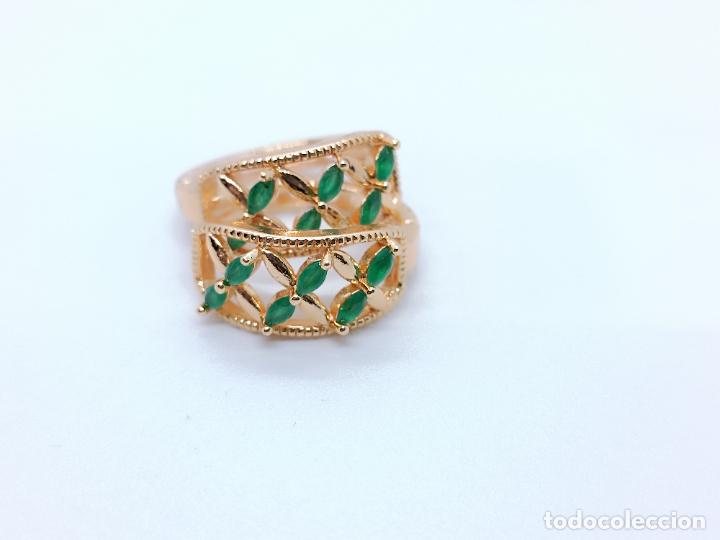 Joyeria: Pendientes de aro en oro de 14k con esmeraldas verdes - Foto 8