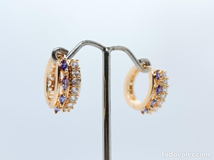 Joyeria: Pendientes en oro amarillo de 14k con amatistas - Foto 2