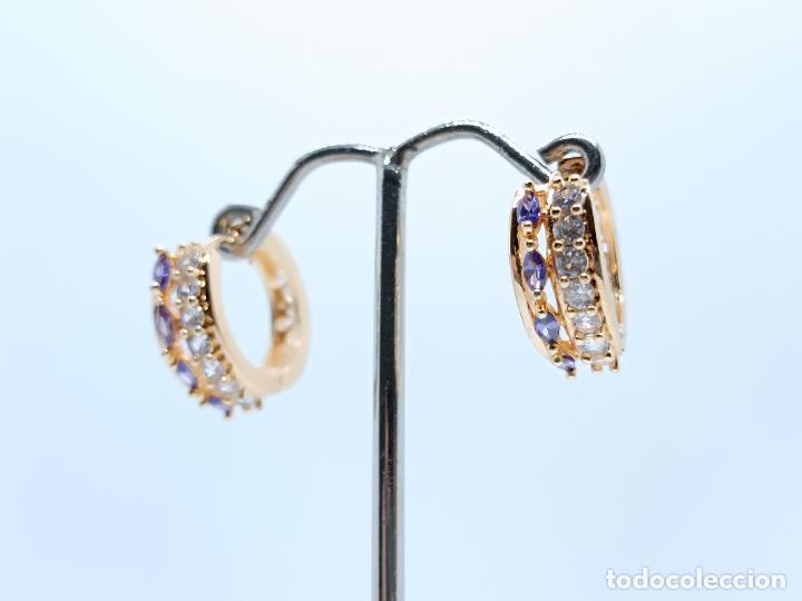 Joyeria: Pendientes en oro amarillo de 14k con amatistas - Foto 3