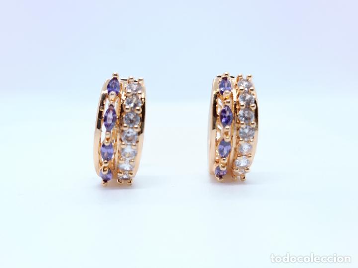 Joyeria: Pendientes en oro amarillo de 14k con amatistas - Foto 5
