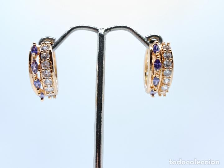 Joyeria: Pendientes en oro amarillo de 14k con amatistas - Foto 1