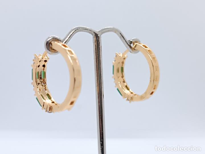Joyeria: Pendientes en oro amarillo de 14k con esmeraldas - Foto 4