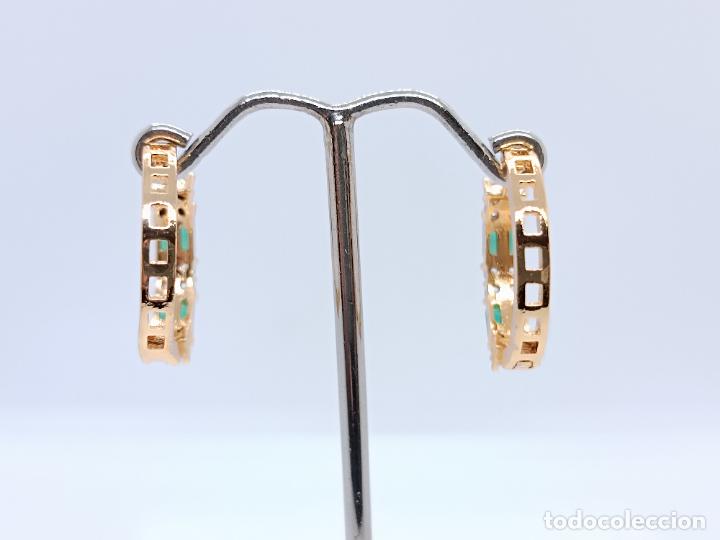 Joyeria: Pendientes en oro amarillo de 14k con esmeraldas - Foto 5