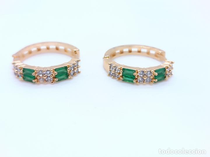 Joyeria: Pendientes en oro amarillo de 14k con esmeraldas - Foto 6