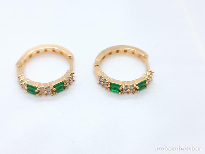 Joyeria: Pendientes en oro amarillo de 14k con esmeraldas - Foto 7